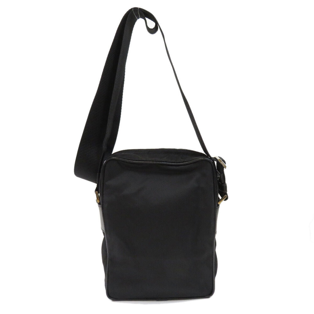 Prada Crossbody Bag leather black Messenger Tessuto trim Black
